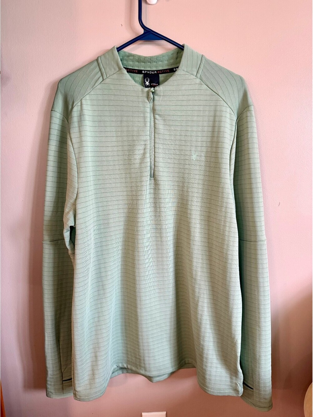 Spyder Active Men’s Large Green 1/4 Zip Performance Pullover Long Sleeve Shirt